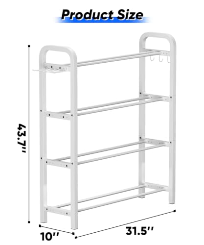 Adjustable Dumbbell Rack, Weight Storage Stand Holder for Dumbbells & Kettlebells, Heavy-Duty Home Gym Organizer with 6 Hook for Home Gym Equipment Accessories (Rack Only) - color: White, style: 4 tier