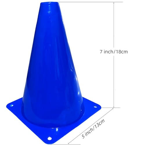 12Pcs Plastic Traffic Cones Mini Sport Cones for Basketball Football Drills, Indoor Outdoor Games Activity Festive Events - 7 Inch Orange Plastic Cones - color: Multicolor