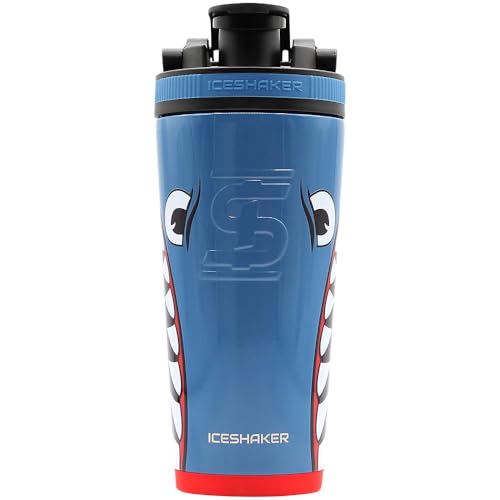 Ice Shaker Stainless Steel Shaker Bottle | 26oz, Blue Bomber | Stays Cold for 30+ Hours | Insulated Cup with Twist-on Agitator | Odor-Free Shaker Cup for Protein Shakes, Water, Smoothies, Cocktails - color: Blue Bomber