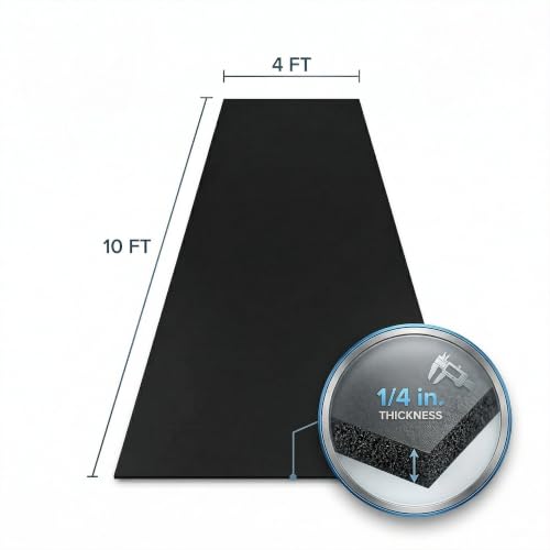 Flooring Inc's 1/4" Thick Tough Rubber Flooring Roll | Flexible Recycled Rubber Floor Mats for Home Gym | Heavy Duty Rubber Mat for Home Gyms, Sheds, Horse Stall Mat or Trailer - color: Black, size: 120"L x 48"W x 0.3"Th