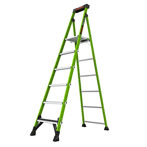 Little Giant Ladders, MightyLite 2.0, 8' Stepladder with Ground Cue, Fiberglass, Type IAA, 375 lbs Weight Rating, (15408-001), Green - size: 8 Ft.