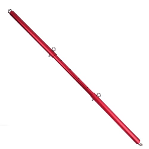 Heavy Duty Stainless Steel Expandable Spreader Bar with 4pcs PU Black--Pink Skull Pattern Detachable Adjustable Straps,Workout Bar for Home Indoor Gym Training Kit - style: Red+Red Kit