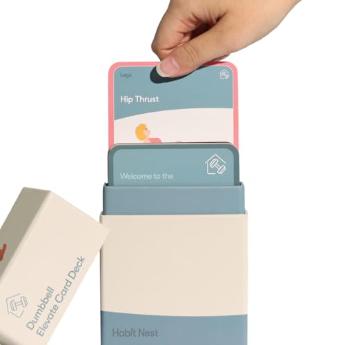 Dumbbell Elevate Exercise Cards: Home Workout Series Card Deck - Comprehensive At-Home Fitness System with 65 Exercises, 8 Bonus Challenges, and 4 Unique Workout Formats. - style: Exercise Cards