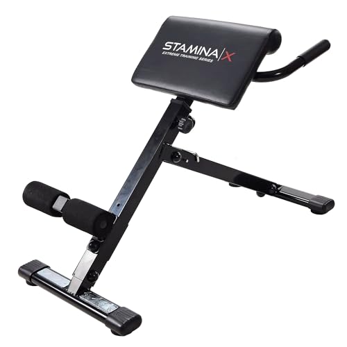 Stamina X Adjustable Ab, Back, and Core Strength Exercise, Sit-Up Fitness Hyperextension Weight Bench for At-Home Workouts - color: Black