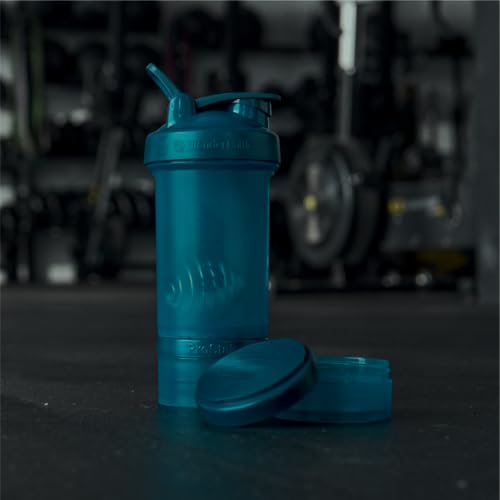 BlenderBottle Shaker Bottle with Pill Organizer and Storage for Protein Powder, Classic V2 ProStak System, 22-Ounce, Ocean Blue - color: Ocean Blue