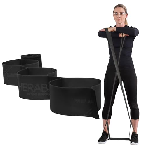 THERABAND CLX Resistance Band with Loops, 5 Feet, Silver, Super Heavy, Non-Latex, Elastic Band for Exercise, Mobility & Rehab, Stretching, Home Workouts, Color-Coded for Easy Resistance Levels - color: Level 5 / Special Heavy - Black