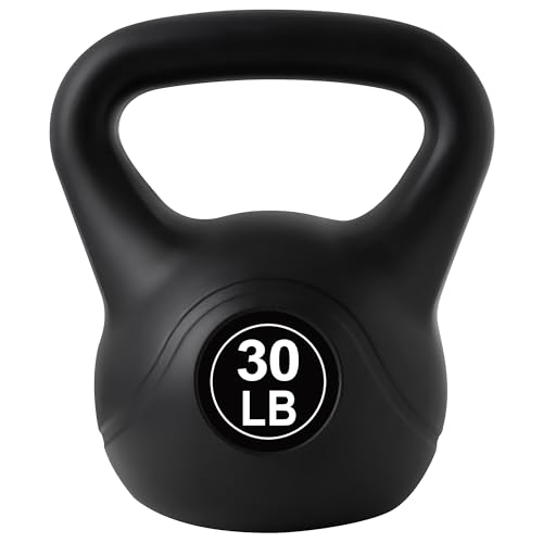 ALTLER Vinyl Plastic Concrete Kettlebell 10-50LBS Safe Strength Training Kettlebell Anti-Slip Grip Weight for Home Workouts and Men/Women/Beginners - size: 30LB