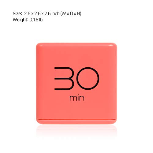 mooas Cube Timer (Coral), Timers Cube Flip Block Timers Productivity Gravity Sensor Time Management for Kids ADHD Classroom Kitchen Desk Workout Cooking Study 10, 30, 50, 60 min Timer Setting - color: Coral