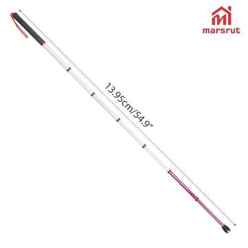 Telescoping Cane, 55" Blind Cane Telescopic Walking Stick, Reflective Retractable Mobility Aids Telescope Assist Tool for Elderly Night Warning, Roller Head Screw-in, Storage Bag, Titanium Alloy