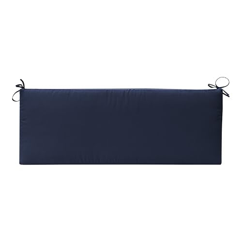 QILLOWAY Indoor/Outdoor Bench Cushion, Thick Upholstery Foam Couch Swing Pads with Ties,48-Inches,Navy Blue. - color: Navy Blue