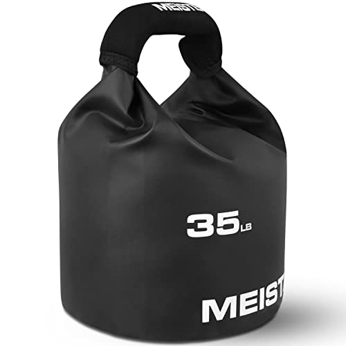 Meister BEAST Portable Sand Kettlebell - Soft Sandbag Weight - 35lb / 15.9kg - Black | Soft-sided kettlebell w/ oversized neoprene handle for swings, squats, presses, pulls and more. Ideal for home and travel