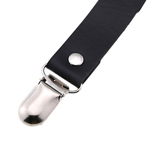 Adjustable Elastice 2 Rows Leather Leg Harness Garter Belt Punk Gothic Thigh Ring Garter - color: Black Bowknot With 2 Clips