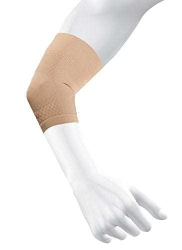 OS1st ES6 Elbow Compression Bracing Sleeve (One Sleeve) relieves Tennis or Golfer's Elbow, Cubital Tunnel Syndrome, Supports Damaged Tendons and Controls Forearm Pain (Small, Tan) - color: Natural, size: Small