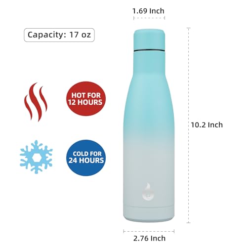 BJPKPK Insulated Water Bottle 17oz Stainless Steel Water Bottles Dishwasher Safe Reusable Metal Thermal Keep Cold and Hot,Sea Salt - color: Sea Salt, size: 17 Ounces