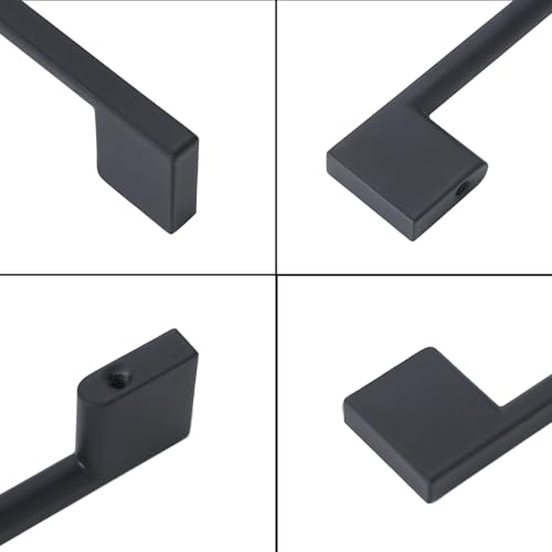 10 Pack 3-3/4 Inch(96mm) Cabinet Pulls Matte Black Kitchen Cabinet Handles Zinc Alloy Drawer Pulls Solid Cabinet Hardware - color: Matte Black, size: 3-3/4'' Hole Center(96mm)
