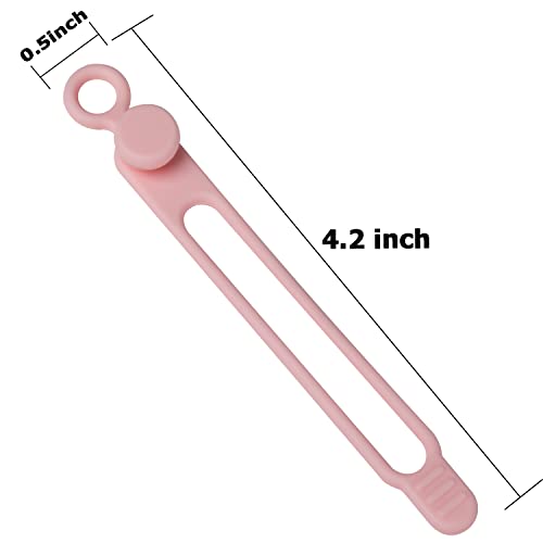 16Pcs Silicone Cable Ties Cord Organizer for Bundling Earphone, Phone Charger, Computer Cords, Reusable Wire Cable Management in Home,Office,Kitchen,School,Travel (Pink) - color: Pink, size: 4.2 Inch
