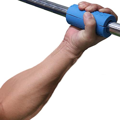 Barbell Grips - Thick Dumbbell Grips Arm Blaster Adapter with High-Density Silicone Rubber, Bar Grips for Weightlifting Muscle Growth Rapidly and Hands Stress Relieve - color: Blue