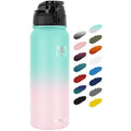 Fanhaw 20 oz Insulated Stainless Steel Water Bottle with Anti-Dust Chug Lid, Leakproof Vacuum Metal Everyday Use Bottle for Kids, Teens & Adults, Back to School Essentials (Green Pink) - color: Green Pink, style: 20 Ounces