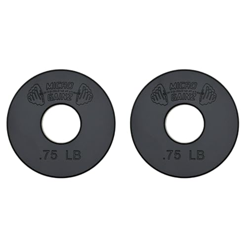 Micro Gainz Standard 1-Inch Center Hole Fractional Weight Plates Set of 2 Plates, Choose Set (.25LB-1.25LB), Designed for Standard 1-inch Barbells & Dumbbells, Made In USA - color: .75lb Black