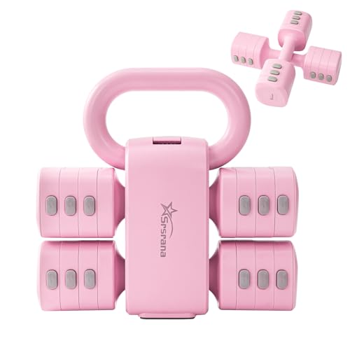 2-in-1 Adjustable Dumbbell & Kettlebell Set for Women (1.1-12.1 lbs), Quick-Change Free Weights for Home Gym, Pilates & Full Body Workout - color: Pink, style: Set