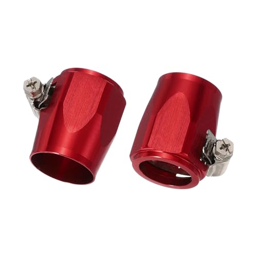 HARFINGTON 2pcs 16AN Hose Finisher Clamp Aluminium Hex Car Hose Finisher Flexible Pipe Clamps with Screw Band for Fuel Gas Oil Air Water Tube, Red - color: Red, size: 16AN