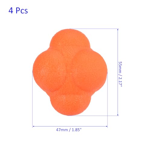 M METERXITY 4 Pack Reaction Ball - TPR High Difficulty Flexibility Training Ball Apply to Sports Exercise Daily Use (47 x 47 x 55mm, Orange)