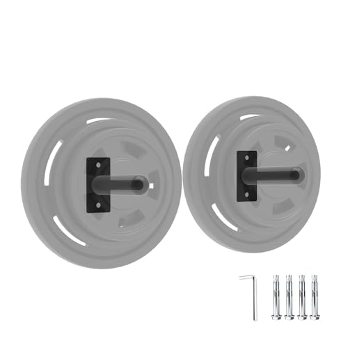 Wall Mounted Weight Plate Holder for 1" Plates, Heavy Duty Steel Powder Coated with Rubber Pads, Space Saving No Assembly Needed Tilt Up Design for Home Gym Wall Storage - size: 1 Inch & 2 Inch