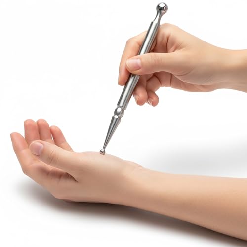 BYYDDIY Stainless Steel Dual Head Facial Reflexology Tools,Ear Massage Tool,Body Point Probe Pen &Trigger Point Massager Tool for Deep Tissue (P-S) - style: P-S