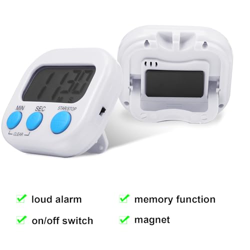 Weewooday 12 Pcs Digital Kitchen Magnetic Timer Bulk Classroom Count up Countdown Egg Timer Cute Desk Stopwatch for Back to School Teacher Kids Cooking Office(White,Stylish Style) - color: White, style: Stylish Style