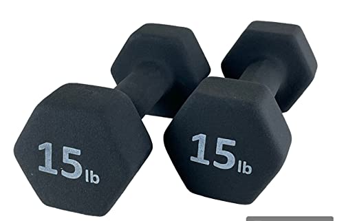 Neoprene Coated Dumbbell Hand Weight Set - style: 54-Pounds total -2 Pairs (12-LB, 15-LB)