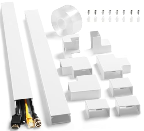 Cord Hider Kit 126in (8 x L15.7in) - ZhiYo Cable Covers for Wires on Wall, Wire Hider for Wall Mounted TV, White Cable Raceway, Paintable Cord Cover Cable Management for Home Office, W1.54in x H0.75in - color: White, size: W1.54in X H0.75in X L126in