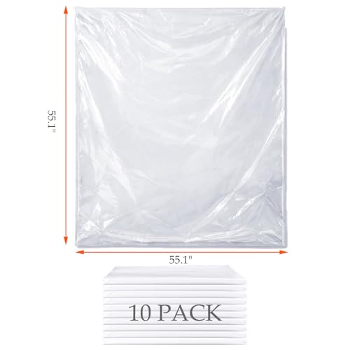 Clear Engine Storage Cover Bags, Heavy-Duty Transparent PE | 5- or 10-Pack, sizes 39.4×47.2 in & 55.1×55.1 in. Heavy-duty clear PE covers for engine storage & workshop use. - size: 55.1" × 55.1"