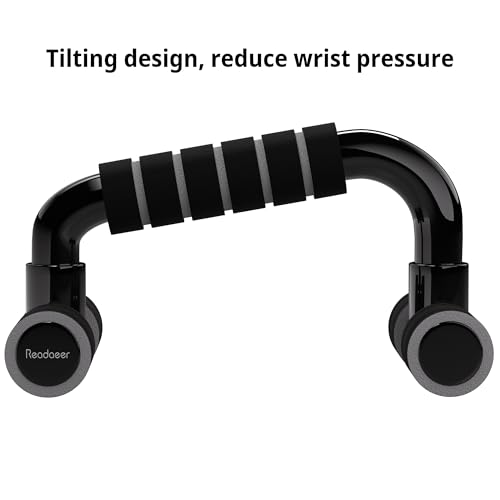 READAEER Push Up Bars Gym Exercise Equipment Fitness 1 Pair Pushup Handles with Cushioned Foam Grip and Non-Slip Sturdy Structure Push Up Bars for Men & Women - color: Gray