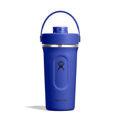 Hydro Flask Shaker Bottle – Insulated Stainless Steel Gym Bottle for Pre Workout & Protein 24 Oz Capri Blue - color: CAPRI BLUE