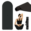 Arch-shaped Yoga Mat, Eco PU Rubber, Non-Slip Exercise Mat for Yoga, Pilates, Home Workout & Stretching with Carry/Stretch Strap & Motivational Design - color: black