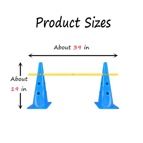 TNZMART Agility Hurdles Dog Jumps and Weave Poles Training Equipment Set Adjustable Dog Cones Obstacle Course for Backyard Portable Canine Exercise Kit with Carry Bag (Mix 4, 19 in) - size: 19 in