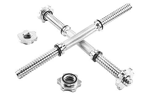Threaded Dumbbell 12.6/14.2/15.7/18.1/19.7inch(30/35/40/46/50cm) Handles/Adjustable Dumbbell Bar Handles - Fit 1 inch Standard Weight Plate - Weightlifting Accessories - Sold in Pair - size: 15.7 inch