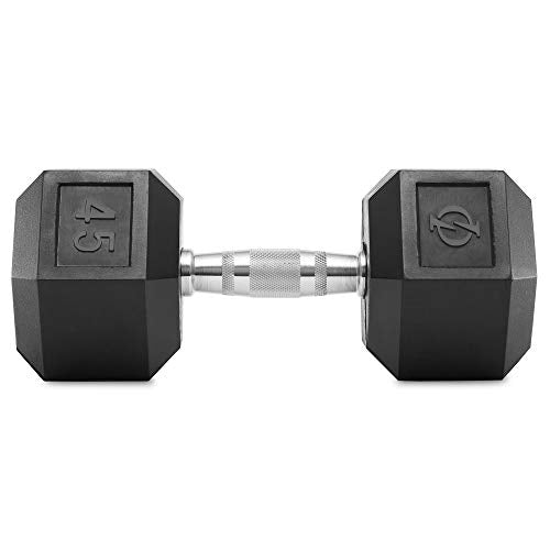 Philosophy Gym Rubber Coated Hex Dumbbell Hand Weights - style: 45 lb - Single