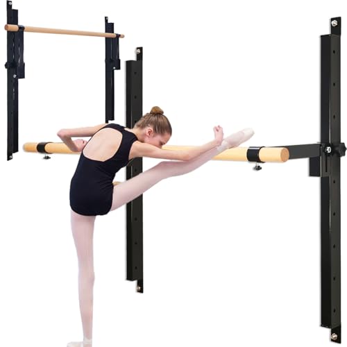 Seliyoo Ballet Barre Wall Mount, Foldable Height Adjustable | 4 FT /5FT Width,Solid Beech Wood Bar, Steel Brackets,For Adults Kids Studio Gym, Stretch & Workout Equipment - color: Black, size: 60 inches