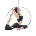 90cm/3ft Aerial Yoga Ring, Aerial Lyra Hoop Gymnastic Equip, Lifting Ring Single Point Yoga Dance Equipment, 770lbs Steel Pipe Hoop with Swivel, Carabiners, for Home, Gym, Dance Studio, Performance