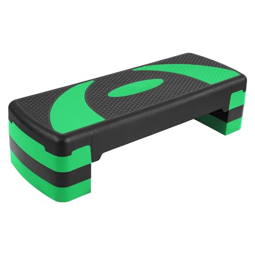 BalanceFrom Aerobic Step Platform Trainer with Adjustable 3-Level Risers, 400 Pound Weight Capacity – Non-Slip Exercise Stepper for Cardio, Strength, and Fitness Workouts, 31", Multiple Colors - color: Green