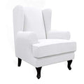 Easy-Going Stretch Wingback Chair Sofa Slipcover 2-Piece Sofa Cover Furniture Protector Couch Soft with Elastic Bottom, Spandex Jacquard Fabric Small Checks, Snow White - color: Snow White