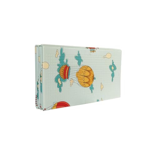 Nuby Reversible Baby Floor Mat - Foldable and Lightweight Foam Infant Play Mat - 77" x 58" - Easy Storage and Travel - Hot Air Balloons/Stripes - style: Hot Air Balloons