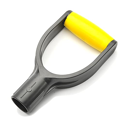 MroMax D Grip Shovel Handle Replacement, 1-1/4" Inner Diameter, PVC | Replacement Handle for Shovel, Spade, Snow Shovel & Rake, Yellow & Black Garden Tool Accessory, Ideal for Digging and Raking - color: Yellow-Black