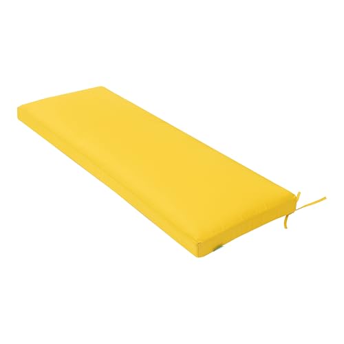 QILLOWAY Indoor/Outdoor Bench Cushion, Thick Upholstery Foam Couch Swing Pads with Ties,48-Inches,Yellow - color: Yellow
