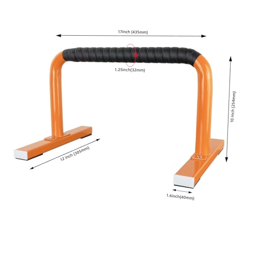 Strength Training Parallettes Push Up Bars, Pushup Handles Calisthenics Equipment for Home Workout, Anti-slip Gymnastics Bars, Handstand & Dip Bar for Outdoor Exercise - color: Orange