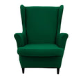 NILUOH Wingback Chair Cover 2-Piece Soft Stretch Wing Chair Slipcover Solid Color Armchair Sofa Couch Cover Furniture Protector with Elastic Bottom for Living Room Bedroom (Dark Green) - color: Dark Green
