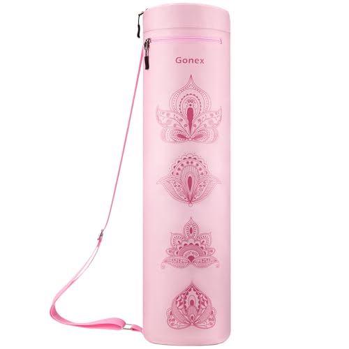 Gonex Yoga Mat Bag with Full-Zip Design, Fits Most Mats | 600D Oxford Fabric, Wet Pocket, Front Zip Pocket, Adjustable Strap, Fits Mats up to 26" - color: Pink