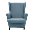NILUOH Wingback Chair Cover 2-Piece Soft Stretch Wing Chair Slipcover Solid Color Armchair Sofa Couch Cover Furniture Protector with Elastic Bottom for Living Room Bedroom (Gray-Blue) - color: Gray-blue