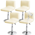 Gollense Stretch Bar Stool Covers with Backs, 4 Pack Waterproof PU Leather Pub Counter Dining Chair Covers, Square Swivel Barstool Seat Slipcover with Elastic Bottom for Low Short Back (Beige) - color: Beige
